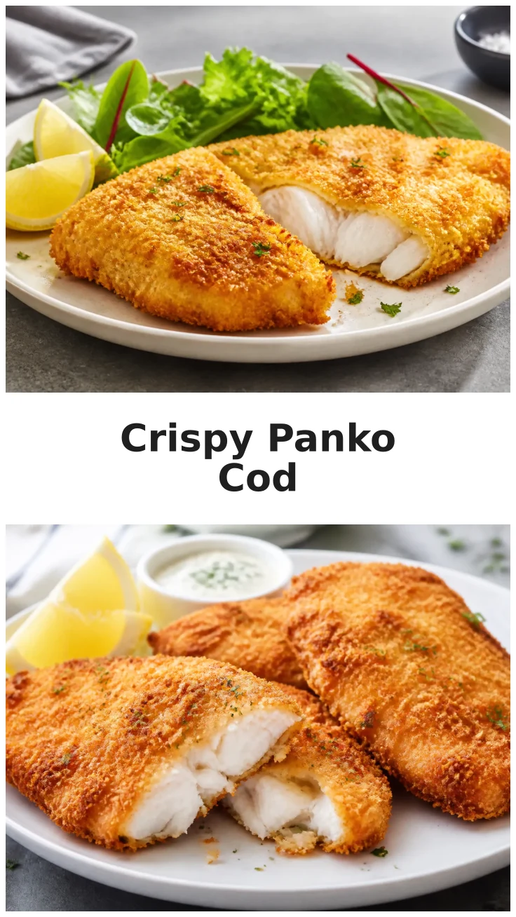 Crispy Air Fryer Panko Breaded Cod with a Golden Crunchy Coating Crispy Air Fryer Panko Breaded Cod with a Golden Crunchy Coating
