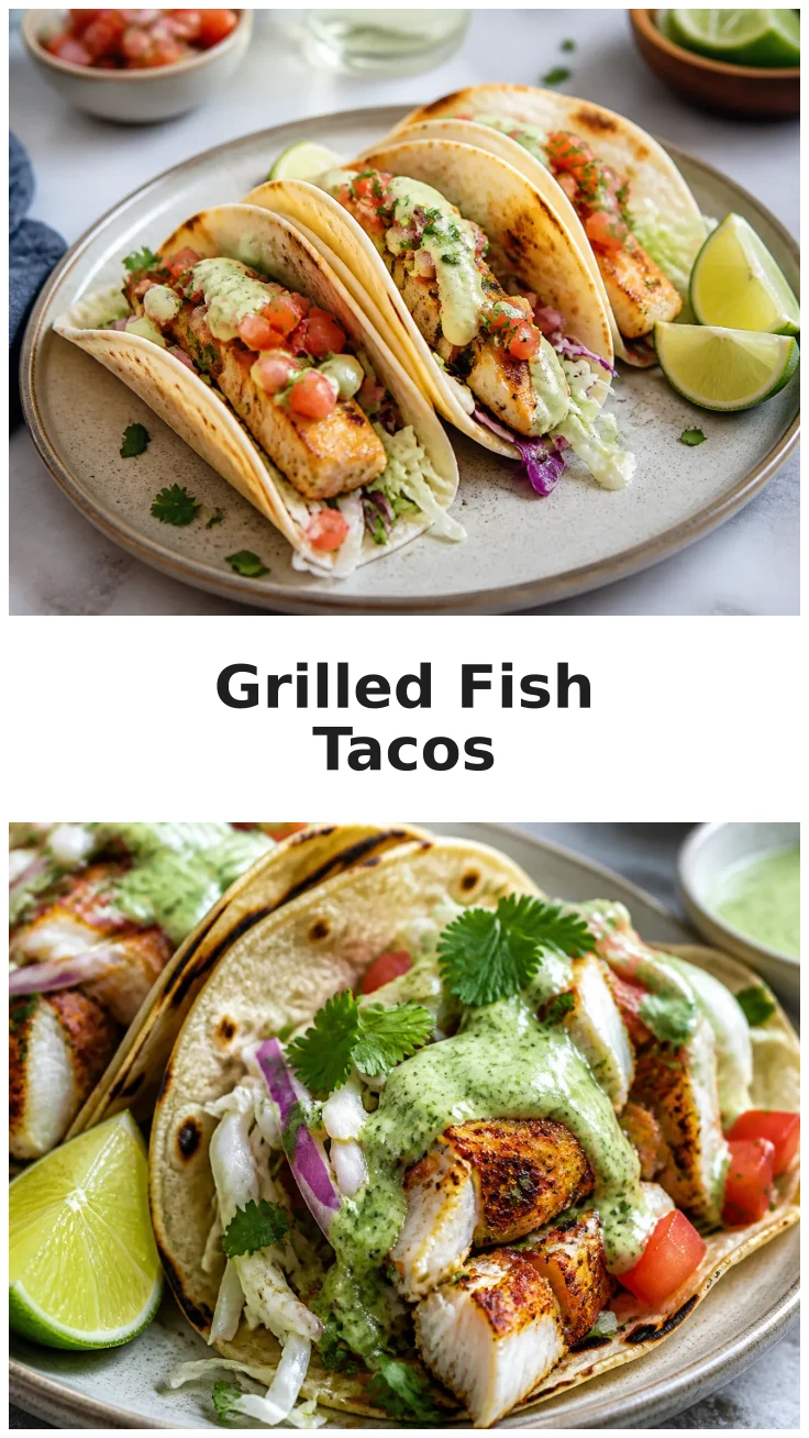 Fresh Grilled Fish Tacos with Vibrant Toppings Fresh Grilled Fish Tacos with Vibrant Toppings
