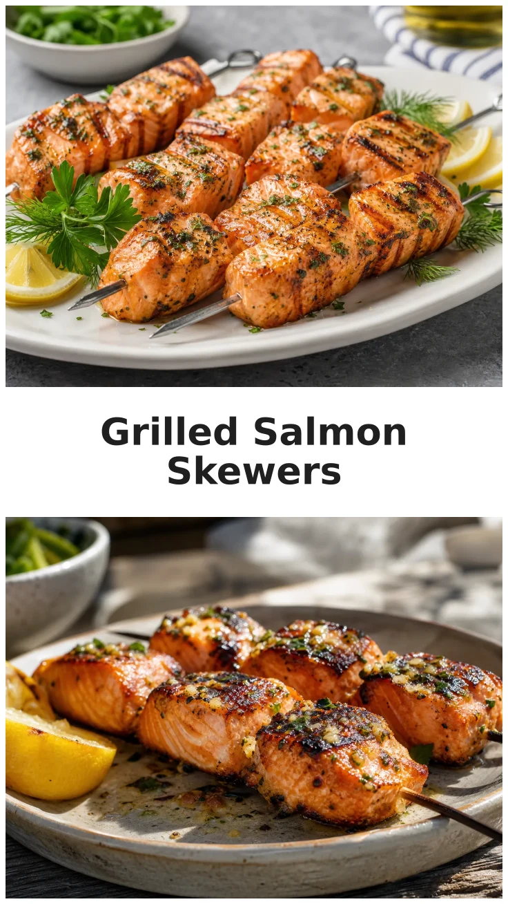 Juicy Garlic Butter Grilled Salmon Skewers Recipe Juicy Garlic Butter Grilled Salmon Skewers Recipe