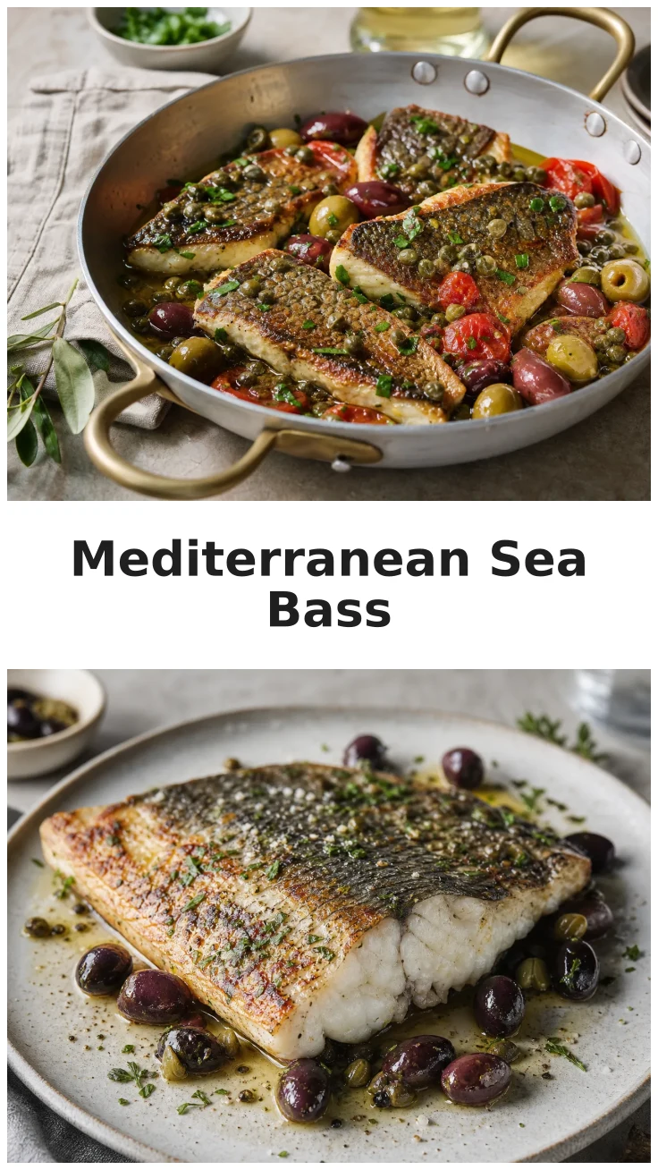 Fresh Skillet Mediterranean Sea Bass with Olives Recipe Fresh Skillet Mediterranean Sea Bass with Olives Recipe