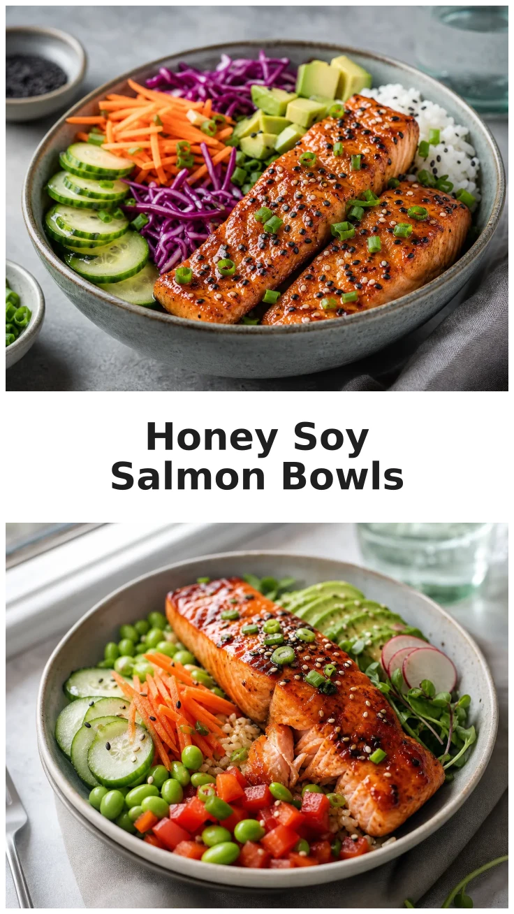 Sticky Honey Soy Oven Salmon Bowls for Dinner Sticky Honey Soy Oven Salmon Bowls for Dinner