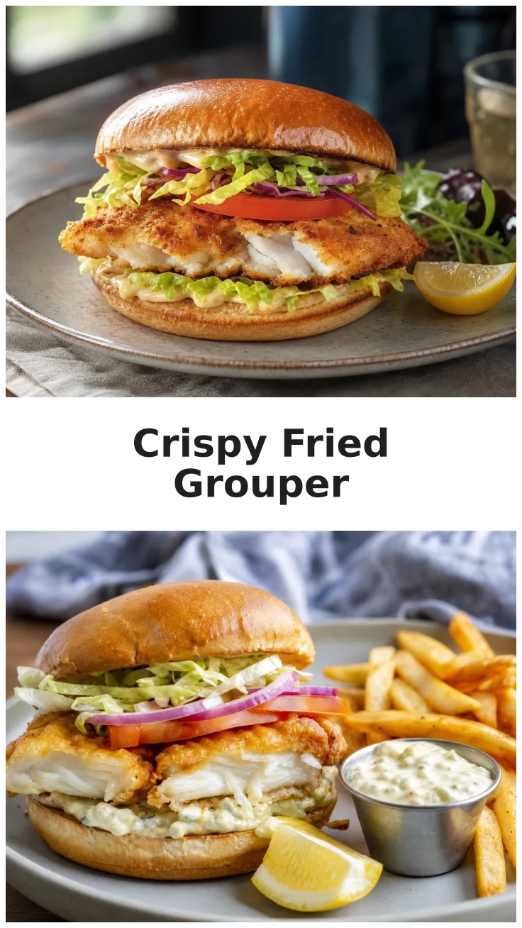 Crispy Fried Grouper Sandwich with Tasty Toppings