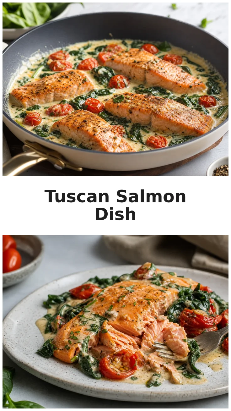 Creamy Skillet Tuscan Salmon with Spinach Recipe Creamy Skillet Tuscan Salmon with Spinach Recipe