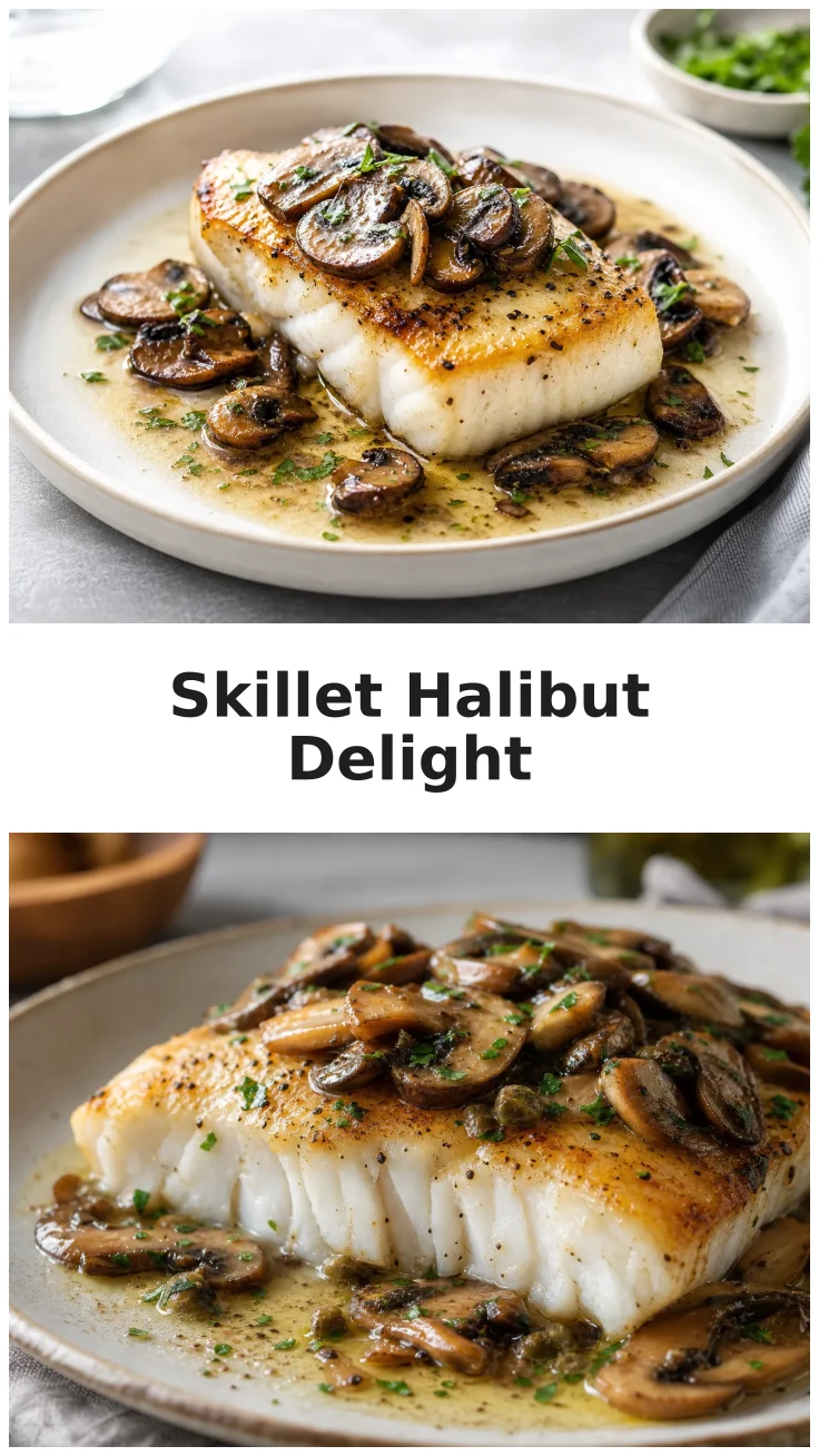 Golden Skillet Halibut with Savory Mushrooms Recipe Golden Skillet Halibut with Savory Mushrooms Recipe