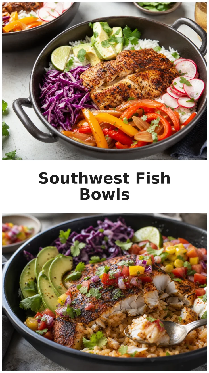 Colorful Skillet Southwest Fish Bowls for a Healthy Meal