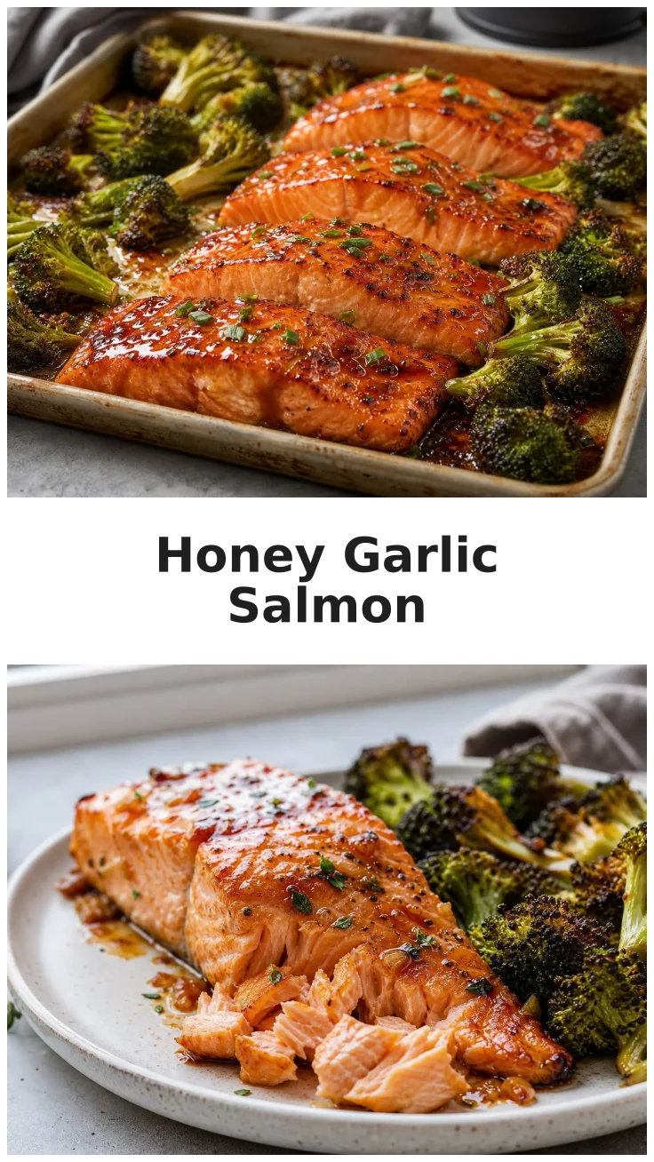 Sticky Sheet Pan Honey Garlic Salmon with Broccoli Recipe Sticky Sheet Pan Honey Garlic Salmon with Broccoli Recipe
