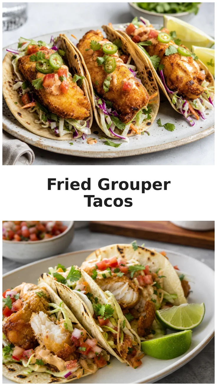 Crispy Fried Grouper Tacos with Fresh Toppings